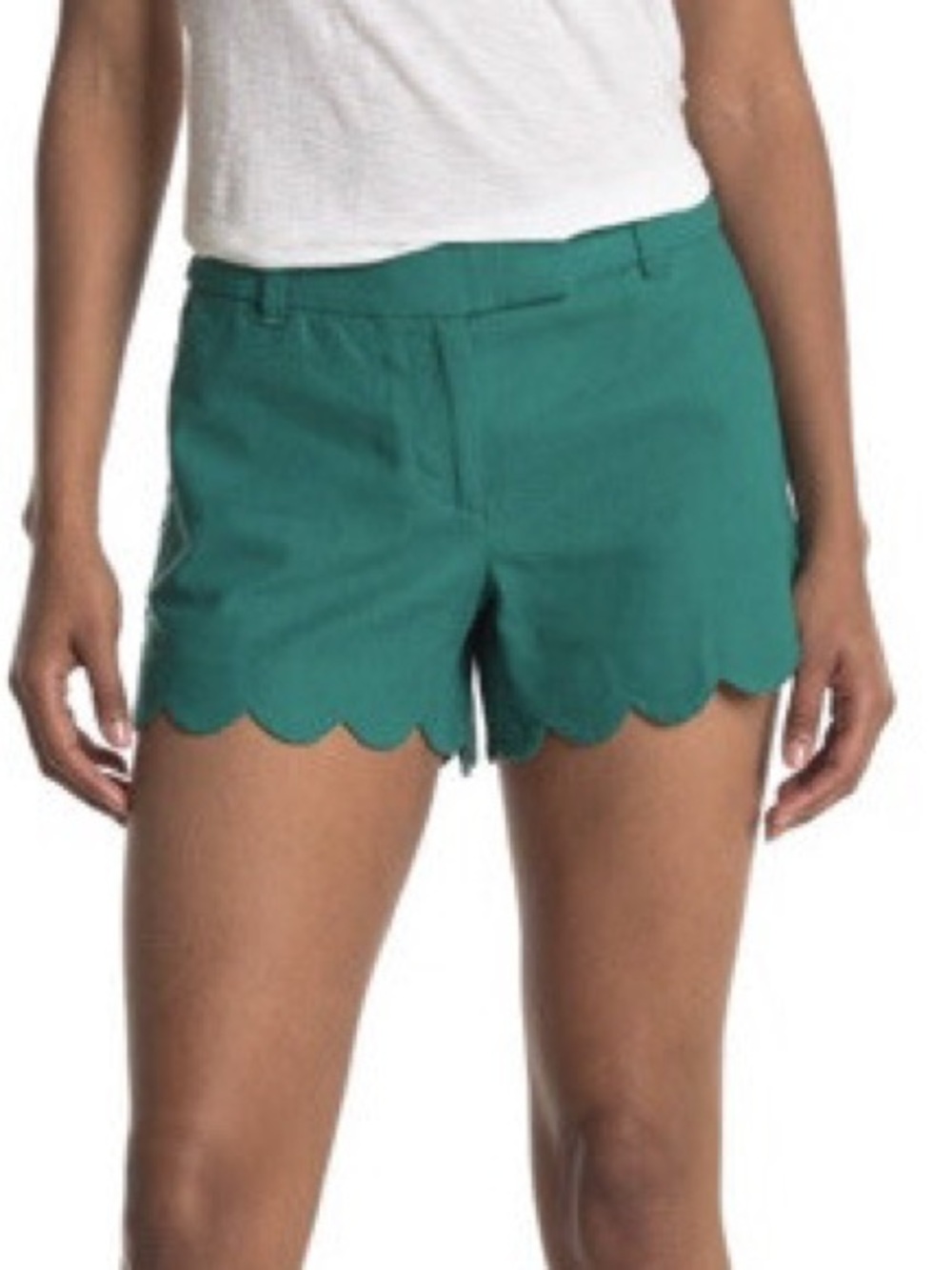 J. Crew Emerald Green Scallop-Hem Shorts
